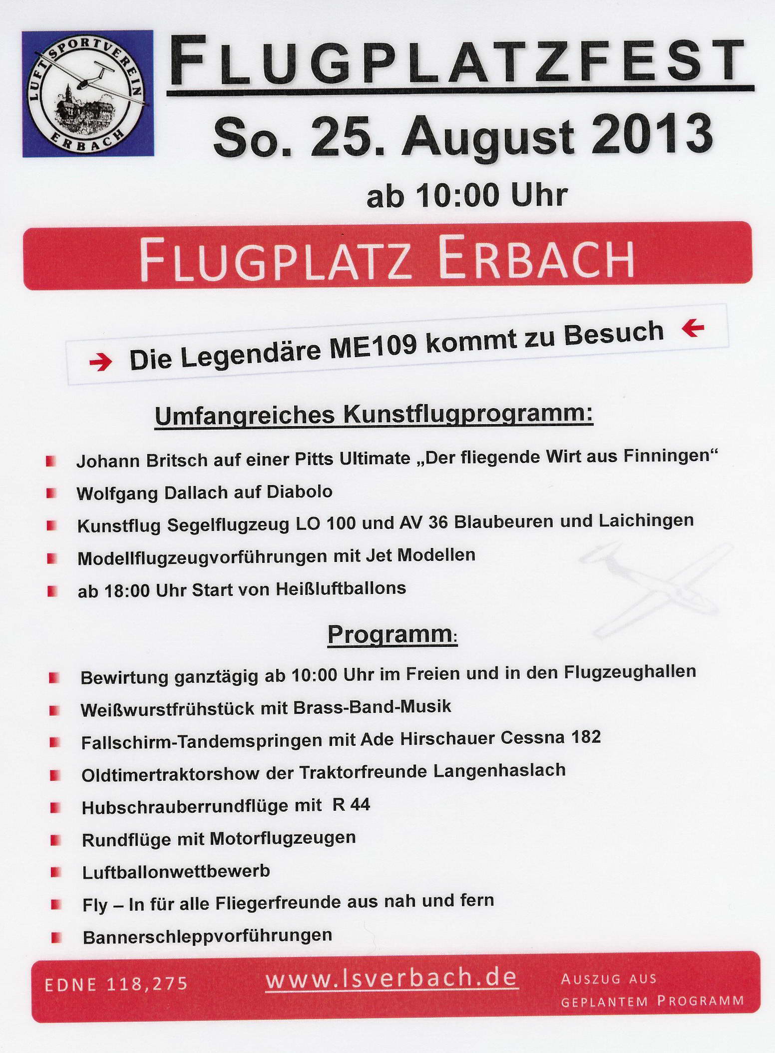 Flugplatzfest Luftsportverein Erbach e.V. 2013