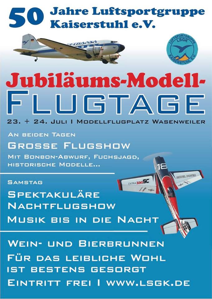 Jubiläums Modellflugtage der LSGK Wasenweiler 2016