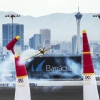 Matt Hall of Australia hits a pylon during the training of the eighth stage of the Red Bull Air Race World Championship at the Las Vegas Motor Speedway in Las Vegas, Nevada, United States on October 16, 2015.