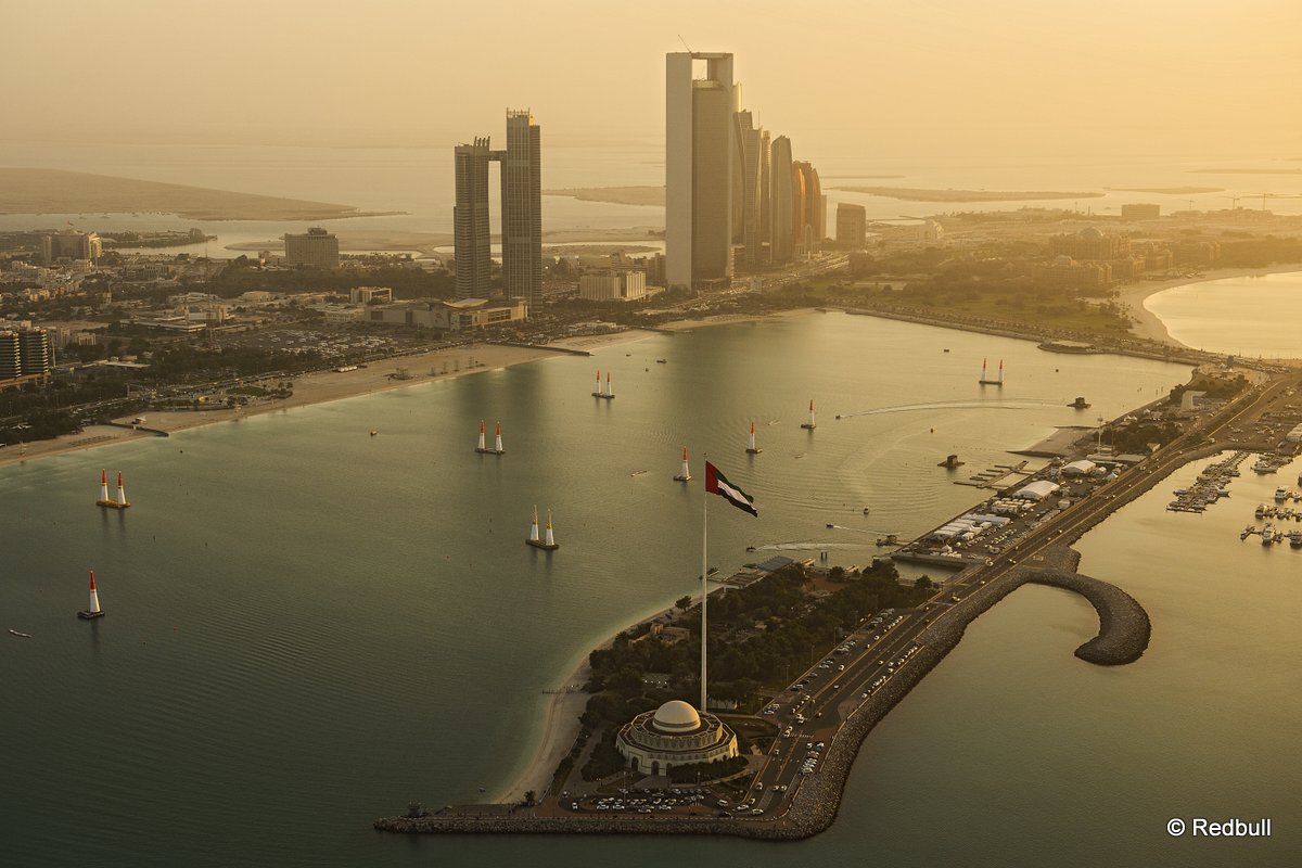 The location of the first stage of the Red Bull Air Race World Championship in Abu Dhabi, United Arab Emirates seen on February 10, 2015.
