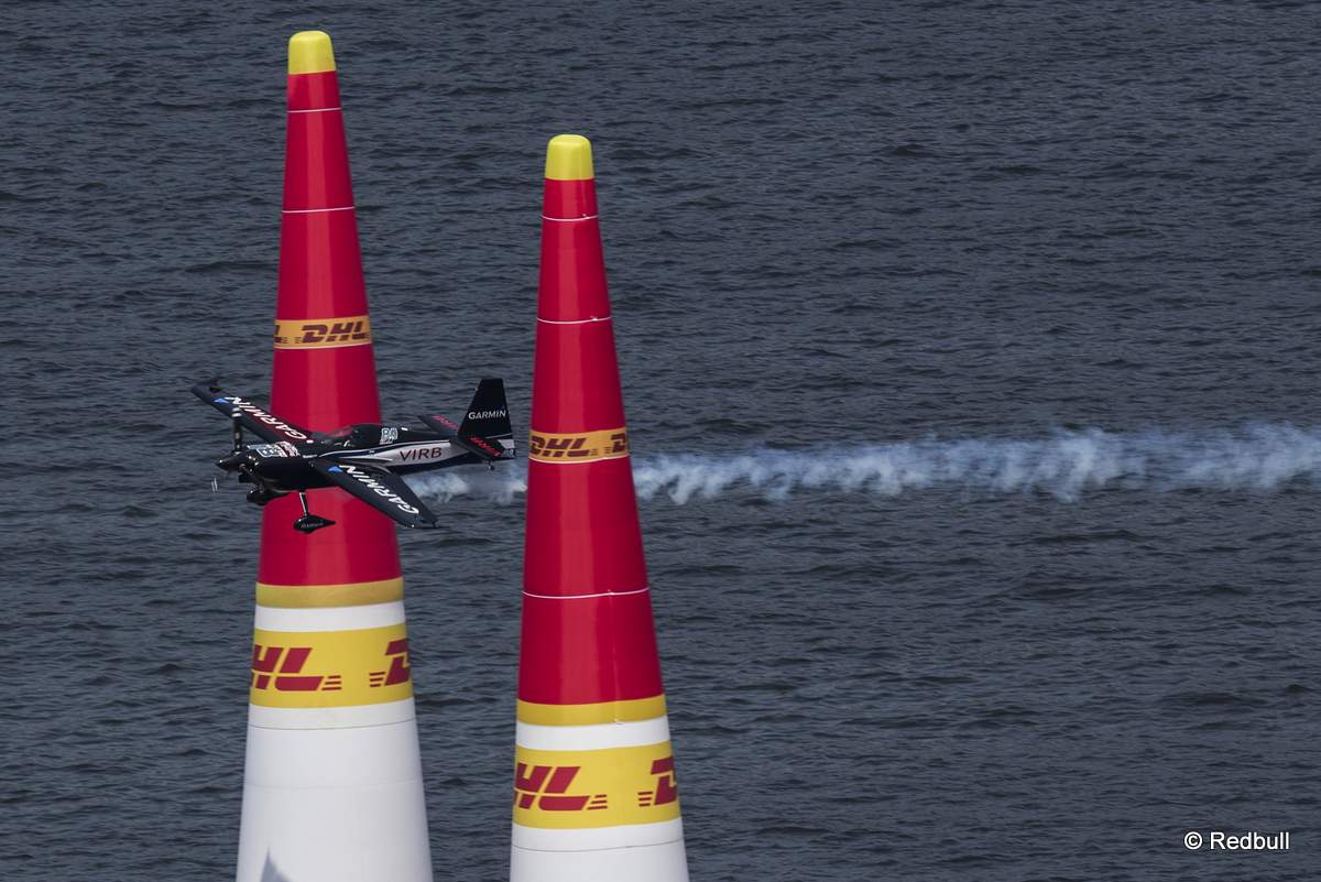 Pete McLeod of Canada performs during the second stage of the Red Bull Air Race World Championship in Chiba, Japan on May 17, 2015.