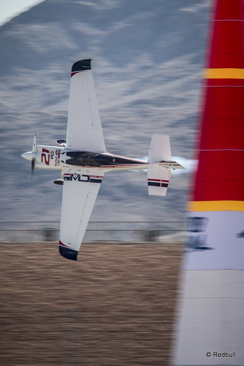 Matthias Dolderer of Germany performs during the training session for the seventh stage of the Red Bull Air Race World Championship at the Las Vegas Motor Speedway in Las Vegas, Nevada, United States on October 10, 2014.