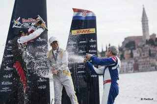 Hannes Arch of Austria (L), Paul Bonhomme of Great Britain (R) and Yoshihide Muroya of Japan