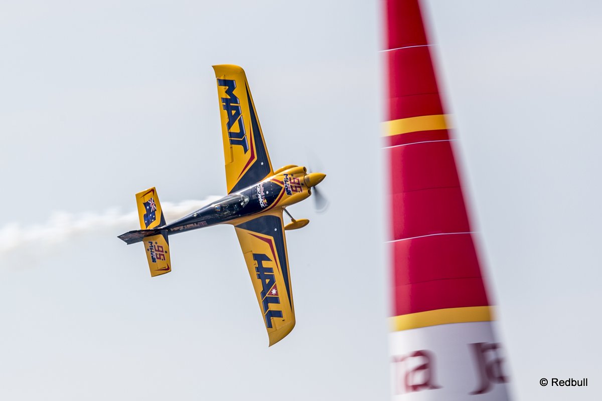 Matt Hall of Australia performs during the training for the second stage of the Red Bull Air Race World Championship in Rovinj, Croatia on April 11, 2014.