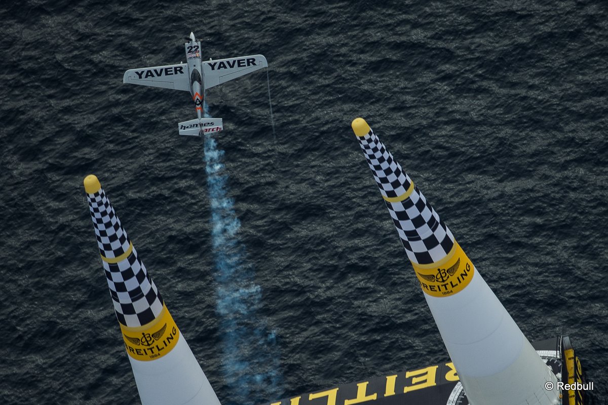 Hannes Arch of Austria flies during the finals of the second stage of the Red Bull Air Race World Championship in Rovinj, Croatia on April 13, 2014.