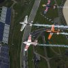 Hannes Arch of Austria flies in formation with Paul Bonhomme of Great Britain, Peter Besenyei of Hungary and Nicolas Ivanoff of France during a Recon flight prior to the eight stage of the Red Bull Air Race World Championship over the Red Bull Ring in Spielberg, Austria on October 22, 2014.