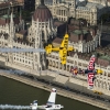 Peter Besenyei of Hungary leads Francois Le Vot of France and Martin Sonka of the Czech Republic during the Recon flight over the Parliament Building prior to the Red Bull Air Race World Championship in Budapest, Hungary on July 02, 2015.
