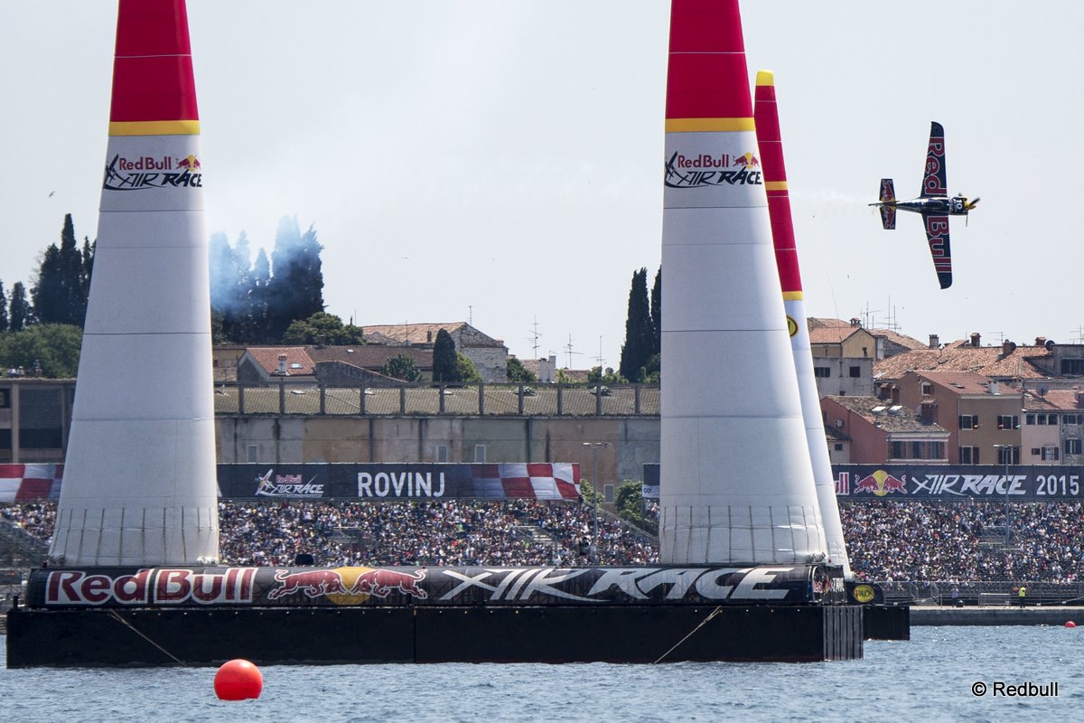 Kirby Chambliss of the United States performs during the finals of the third stage of the Red Bull Air Race World Championship in Rovinj, Croatia on May 31, 2015.