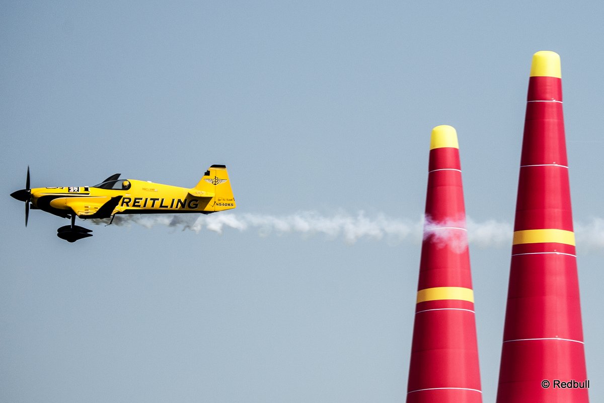 Nigel Lamb of Great Britain performs during the finals of the third stage of the Red Bull Air Race World Championship in Rovinj, Croatia on May 31, 2015.