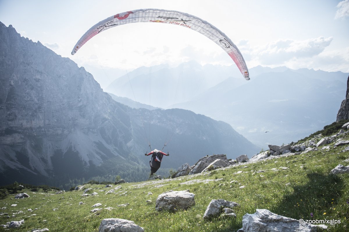 Paul Guschlbauer (AUT1) performs during the Red Bull X-Alps at Brenta, Cima Tosa (turn point 5), Italy on 8th July 2015