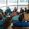 Hannes Arch speaks during the Red Bull X-Alps Route Launch in Salzburg, Austria on March 19th, 2015