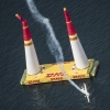 Matthias Dolderer of Germany hits the pylon during the finals for the second stage of the Red Bull Air Race World Championship in Rovinj, Croatia on April 13, 2014.