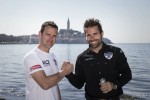 Matthias Dolderer and Hannes Arch pose for a potrait while checking the course for the second stop of the Red Bull Air Race in Rovinj,